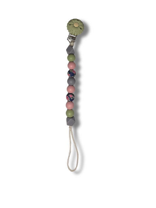 Pink Sage Pacifier Clip